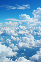 Naklejka na ściany i meble Blue sky above with clouds depth dynamic beautiful sky. AI generative
