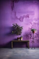 Close up of violet matte painted wall as digital backdrop ultra. AI generative