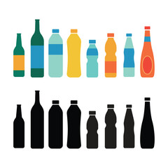 Flat design bottles set illustration vector