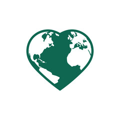 globe symbol or global creative logo for love. Save the earth and the world.