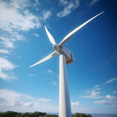 Wind turbine generating green renewable energy. A concept of clean energy and climate change prevention. Generative ai. 