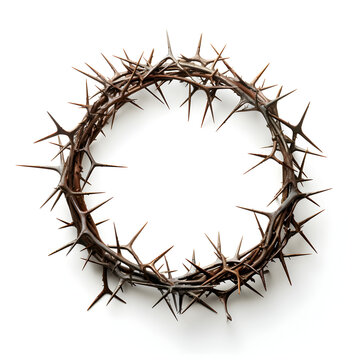 Jesus Christ's crown of thorns. A Christian Easter concept depicting the crown Jesus wore during his crucifixion, isolated with a white background. Generative ai. 