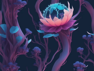 abstract background with flowers (Seamless)