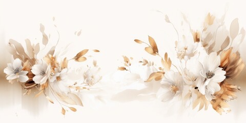 Beautiful abstract beige and white watercolor floral design background. beautiful Generative AI AIG32 - obrazy, fototapety, plakaty