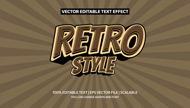 editable text effect, Retro 3d cartoon style 