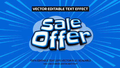 editable text effect, sale offer 3d cartoon style 