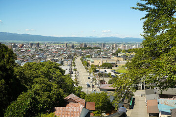 福島県会津の飯盛山から望む市街地