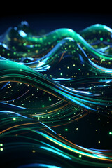 Technological lines, sense of lines, big data, blue, green. AI generative