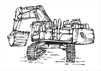 Excavator Line Art Vector EPS 10