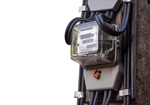 Electricity meter of Cement electricity for use in home appliance with copy space.This is a modern technology that can monitor the home's electrical energy consumption.Electricity meter.Electronics