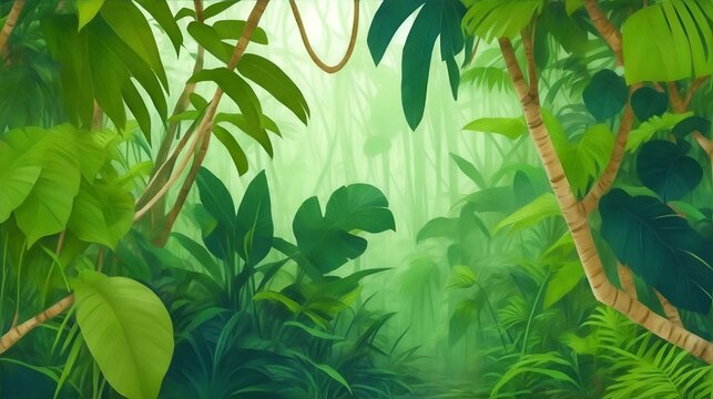 ジャングル、森、イラスト背景｜Jungle, forest, illustration background. Generative AI