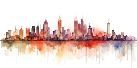 city skyline impressionistic on white background. beautiful Generative AI AIG32
