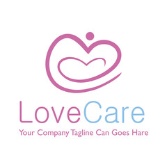 Love cares with hands line logo design illustration