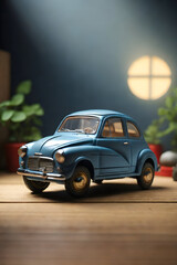 A car toys with diorama, set against a minimalist studio background. Generative AI