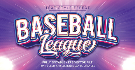 Baseball League Text Style Effect. Editable Graphic Text Template.