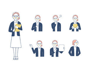 女性医療従事者の表情　バリエーションセット