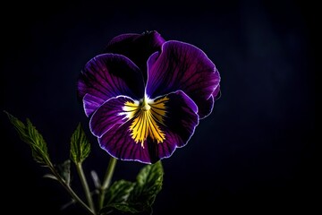 Artistic shot of a single pansy flower, beautiful flowers background, fresh flowers in the field, floral plant