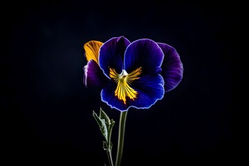Artistic shot of a single pansy flower, beautiful flowers background, fresh flowers in the field, floral plant