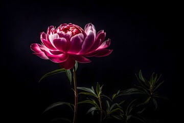 Artistic shot of a single peony flower, beautiful flowers background, fresh flowers in the field, floral plant