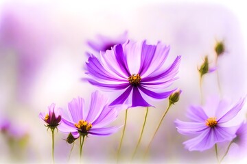 Artistic shot of cosmos flower, Lilac Purple Color beautiful flowers background