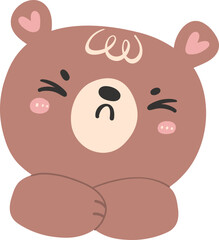 Fototapeta premium Cute angry brown bear face with hands, kawaii animal woodland cartoon doodle flat design.