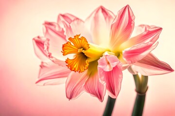 Artistic shot of daffodil flower, Pink Peony Color beautiful flowers background