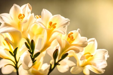 Artistic shot of freesia flower, Lemon Chiffon Color beautiful flowers background