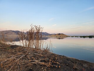 sunset over the river