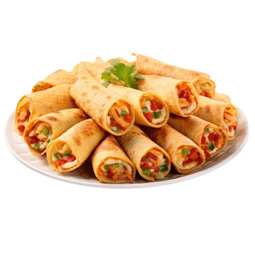 Keto Pizza Taquitos with Pizza Sauce and Low-Carb Tortillas. Isolated background