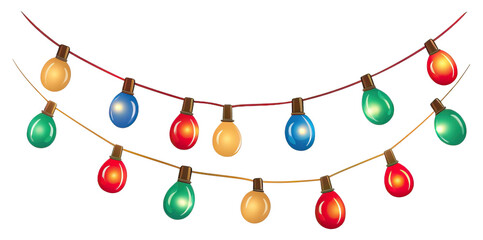 String of Christmas lights isolated.