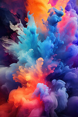 Fototapeta na wymiar abstract colorful ink or smoke wave in water on dark background. created with generative ai technology. created by generative AI technology.