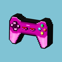 Isometric Asset from Pixel art square 3d of purple controller game for items asset. Isomeric game on pixelated style. 8bits perfect for game asset or design asset element for your game design.3d pixel © Andra209