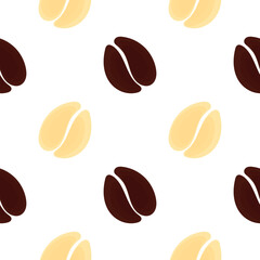 seamless pattern of brown and white coffee beans with simple design