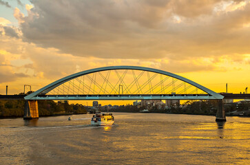 Merivale Bridge in the City of Brisbane, Queensland, Australia, over Brisbane River before sunset.