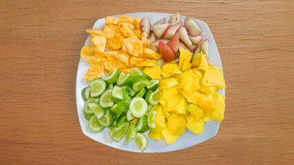 Indonesian fruit and vegetables salad called Rujak