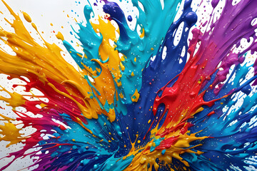Abstract paint and ink in a rainbow of colors splash, abstract background - obrazy, fototapety, plakaty