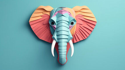 Geometry Paper Art of Elephant made in paper cut craft
