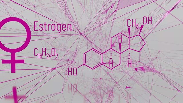 Chemical depiction of the formula and the inscription Estrogen.