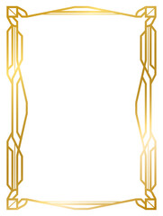 Art Deco gold frame vintage frame line geometric wedding label card frame png transparent background