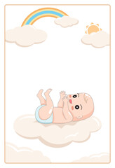 baby shower invitation with cartoon card, It's a boy. It's a girl, Vector illustration.