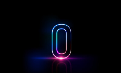 Abstract sports Light out technology and with number zero glowing in the dark, pink blue neon light Hitech communication concept innovation background,  vector design - obrazy, fototapety, plakaty