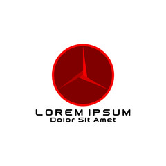 Creative, simple Red Circle Three Needle Compass logo template in flat design monogram illustration