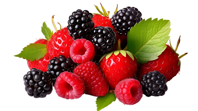 raspberries and blackberries isolated