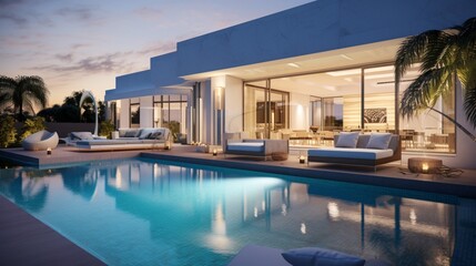 A stylish poolside escape with a sparkling pool. Stylish abode