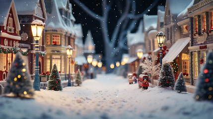 miniature city with christmas celebrations