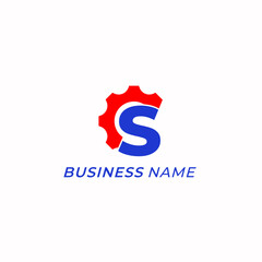 logo design letter S and gear combine