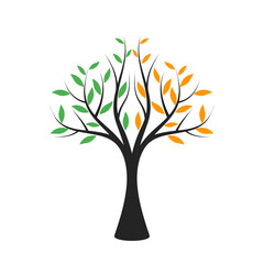 Colorful Tree Illustration With Root, Tree Illustration Silhouette with Branches and Leaves
