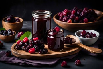 black berry jam with berries