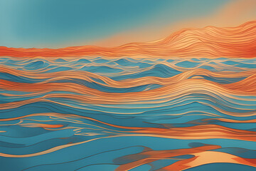 background with waves. Generative AI