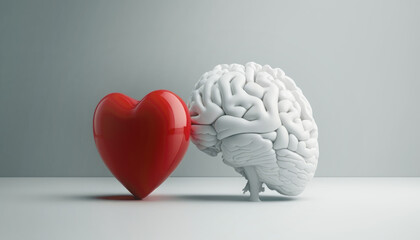 Brain and Heart for Mental health awareness care  - obrazy, fototapety, plakaty